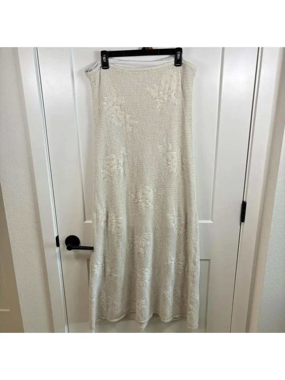 Abercrombie And Fitch Crochet Strapless Maxi Dress Cream Women’s Size XL Beachy - Picture 3 of 7